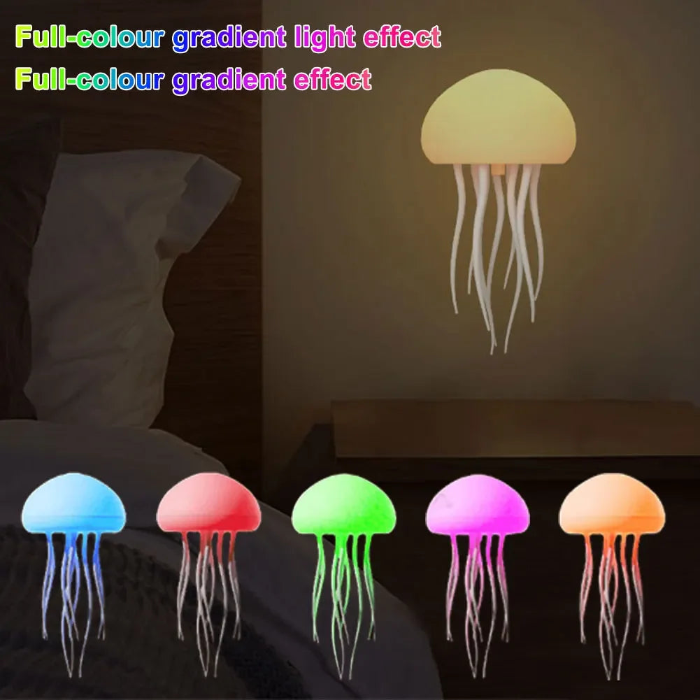 Cartoon Jellyfish Night Light – RGB Gradient LED Bedside Lamp with Voice Control and Type-C Charging