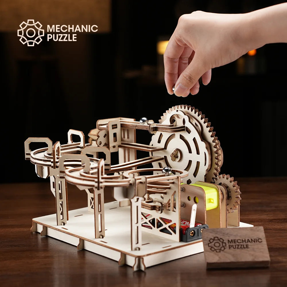 wooden 3d puzzle DIY Building blocks Kit Montessori Educational Toys Best marble run board games for adults giftly For Kids
