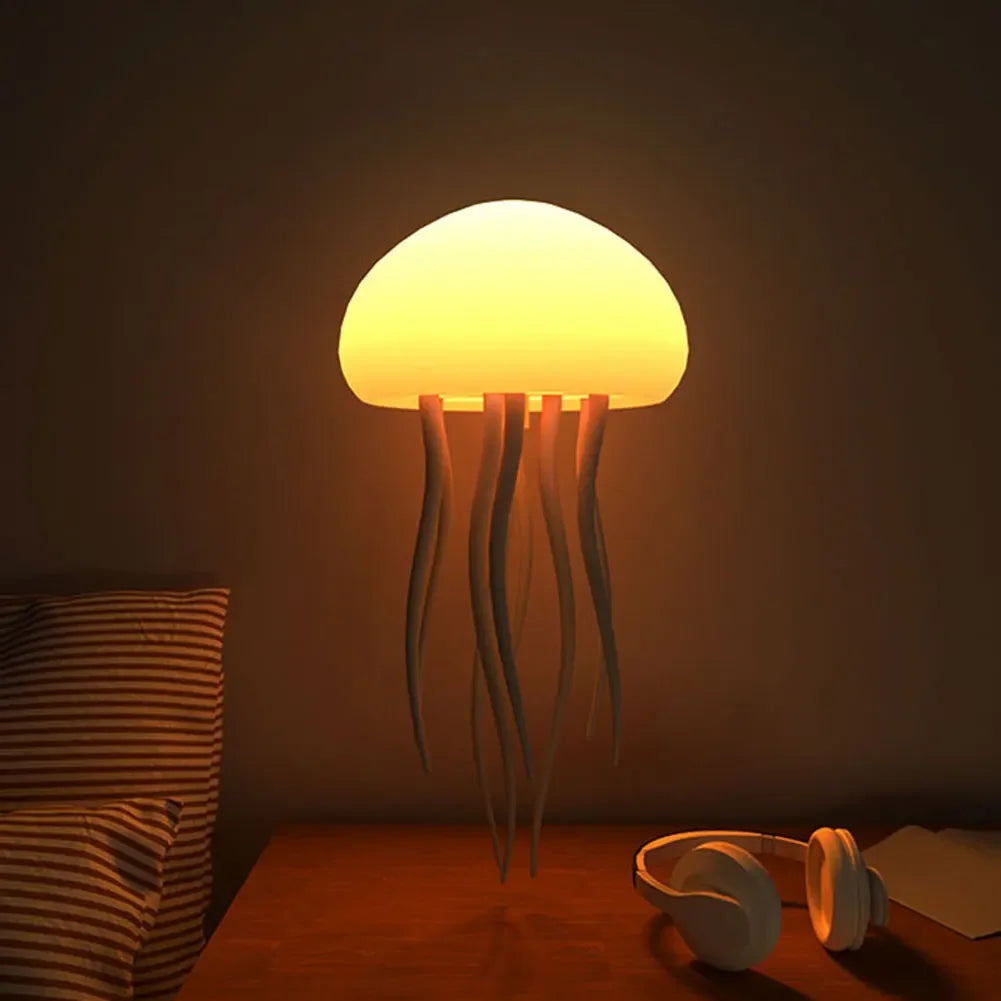 Cartoon Jellyfish Night Light – RGB Gradient LED Bedside Lamp with Voice Control and Type-C Charging