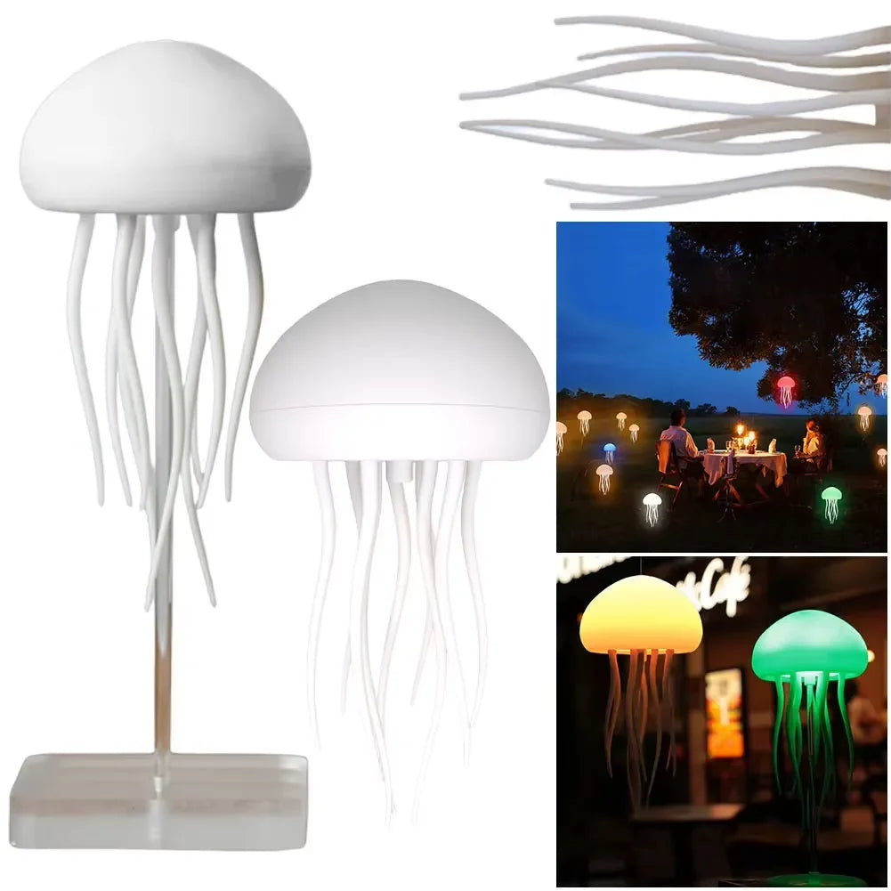 Cartoon Jellyfish Night Light – RGB Gradient LED Bedside Lamp with Voice Control and Type-C Charging