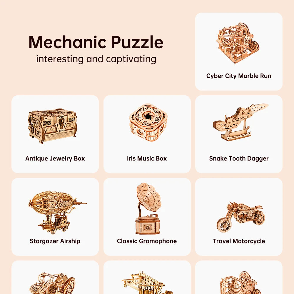 wooden 3d puzzle DIY Building blocks Kit Montessori Educational Toys Best marble run board games for adults giftly For Kids