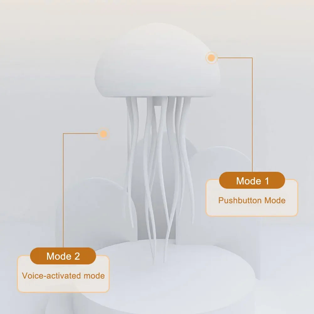 Cartoon Jellyfish Night Light – RGB Gradient LED Bedside Lamp with Voice Control and Type-C Charging