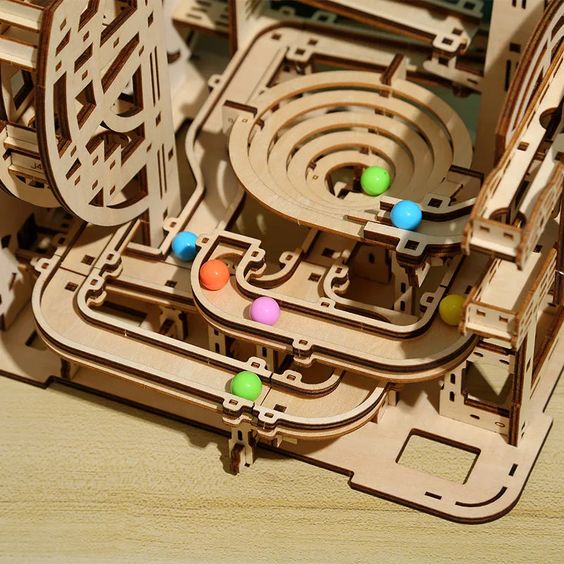 wooden 3d puzzle DIY Building blocks Kit Montessori Educational Toys Best marble run board games for adults giftly For Kids