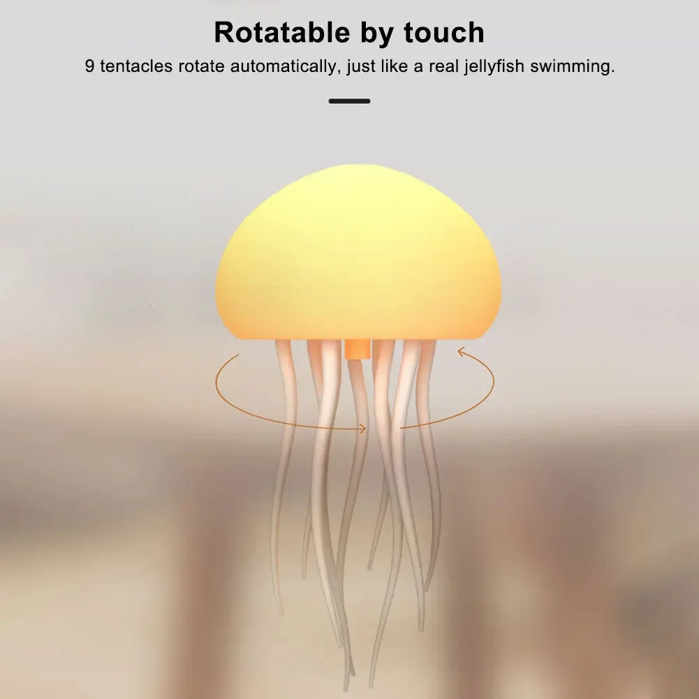 Cartoon Jellyfish Night Light – RGB Gradient LED Bedside Lamp with Voice Control and Type-C Charging